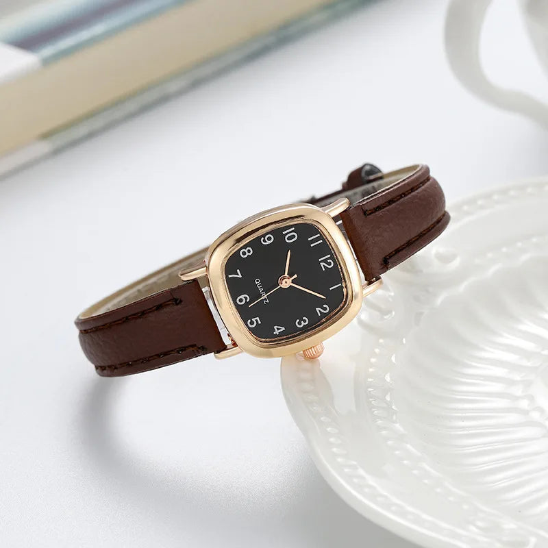 Fashion Small Square Dial Women Quartz Watch Simple Leather Strap Ladies Wristwatches Girls Clock Gift Relojes