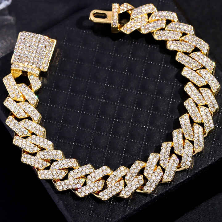 14MM Iced Prong Link Cuban Chain Bracelets