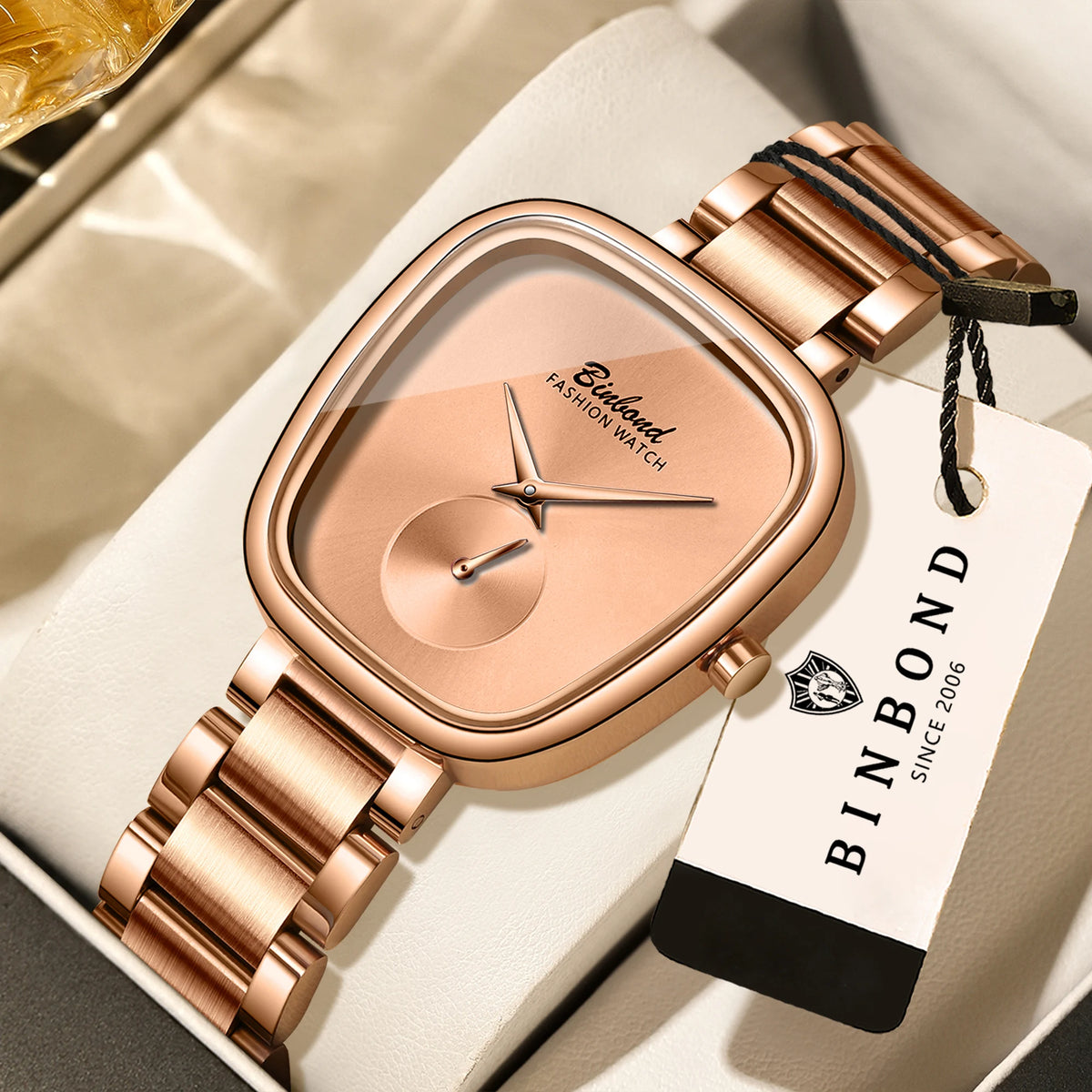BINBOND Simple Quartz Watches For Women Luxury Precise Luminous Waterproof Elegant Women's Watch Casual Sturdy Stainless Reloj