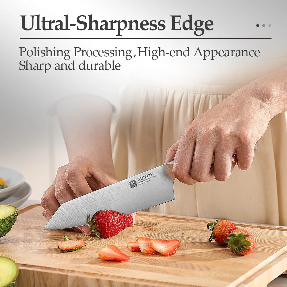 XINZUO 5.83 Inch Choice Bunka Chef Knife German Steel Olive Wood Handle Copper Rivets 56±2 HRC Anti Rust Exquisite Packaging