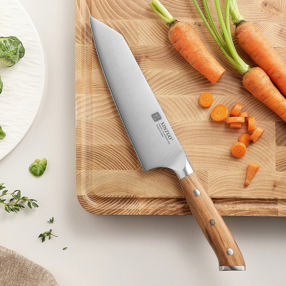 XINZUO 5.83 Inch Choice Bunka Chef Knife German Steel Olive Wood Handle Copper Rivets 56±2 HRC Anti Rust Exquisite Packaging