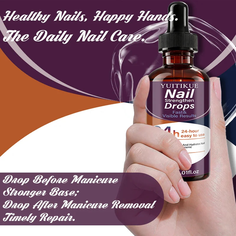 YUITIKUE Nail Strengthen Drops 24H Fast Repair Nourishing Treatment for Damaged Brittle Nails Care