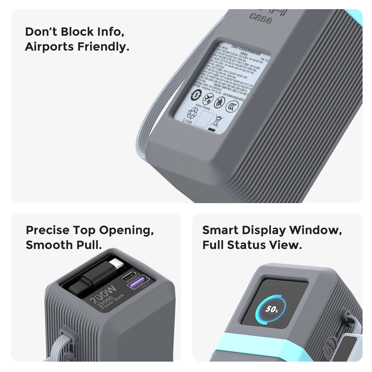 SIKAI Silicone Case for UGREEN Nexode Pro 200W PB728/PB722 25000mAh Power Bank Travel Shockproof with Cable Organizer Ring