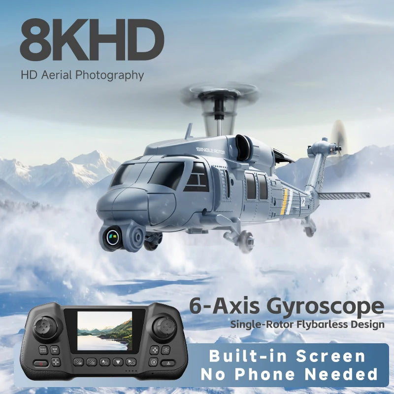 New L2 RC Helicopter 6-axis Gyroscope 8k Camera Altitude Hold Optical Flow Remote Control Helicopter Rc Toys for Kid Adult