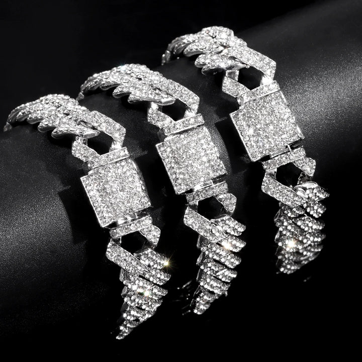 14MM Iced Prong Link Cuban Chain Bracelets