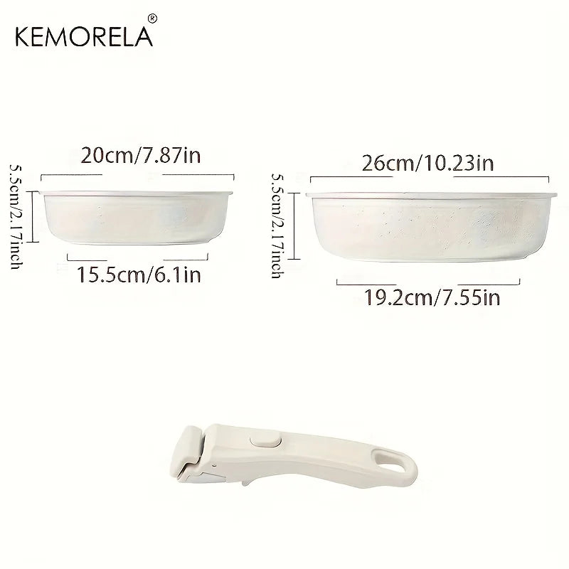 1 Set Of Non-Stick Cookware Set With Removable Handles 20/26 Cm Size Optional For Induction Cooktop Dishwasher And Oven Safe