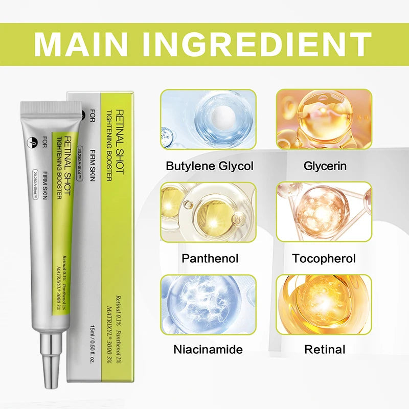 Korean Retinol Shot Eyes Tightening Moisturizing Booster Cream,Vitamin A Facial Skin Firming Lifting Care Serum,Reduce Fine Line