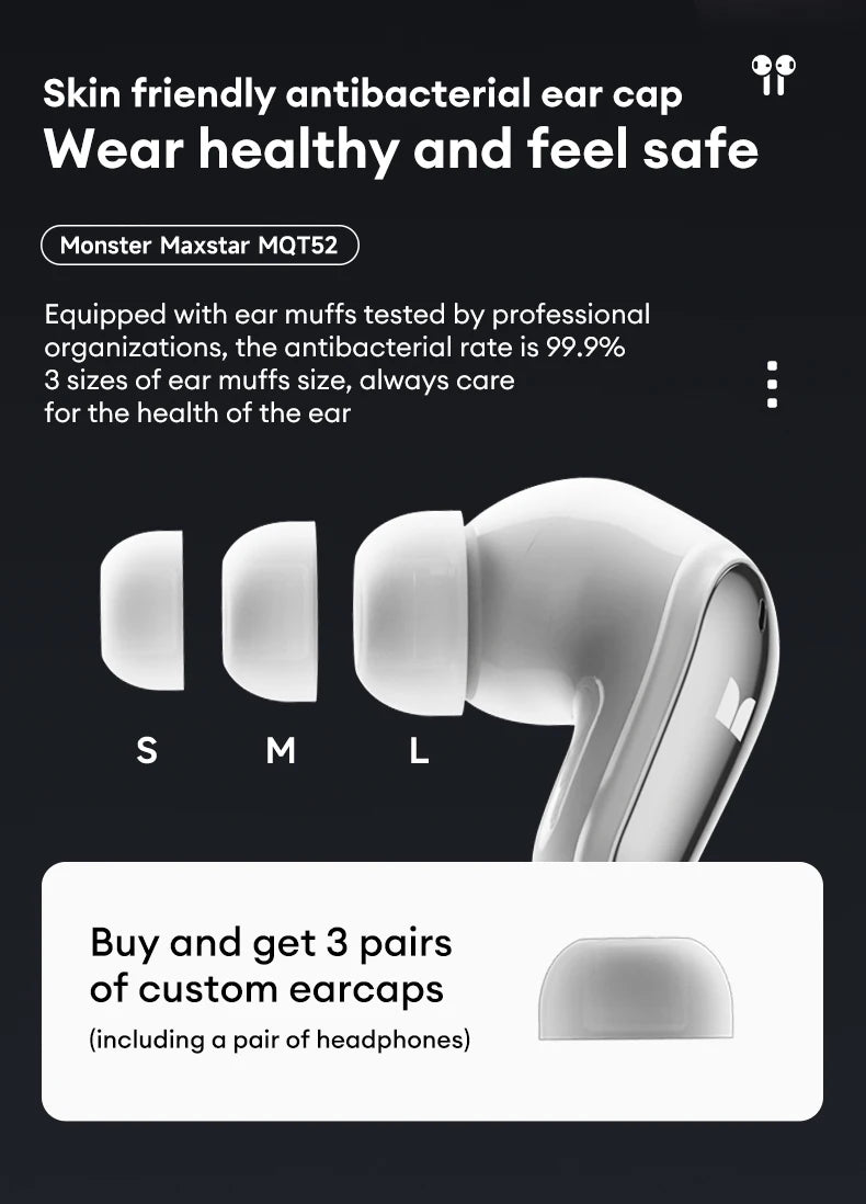 Monster MQT52 TWS-Ohrhörer – Bluetooth 5.4 & Gaming-Modus