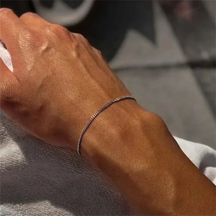 Gold Color Stainless Steel Cuban Chain Men's Bracelet Simple