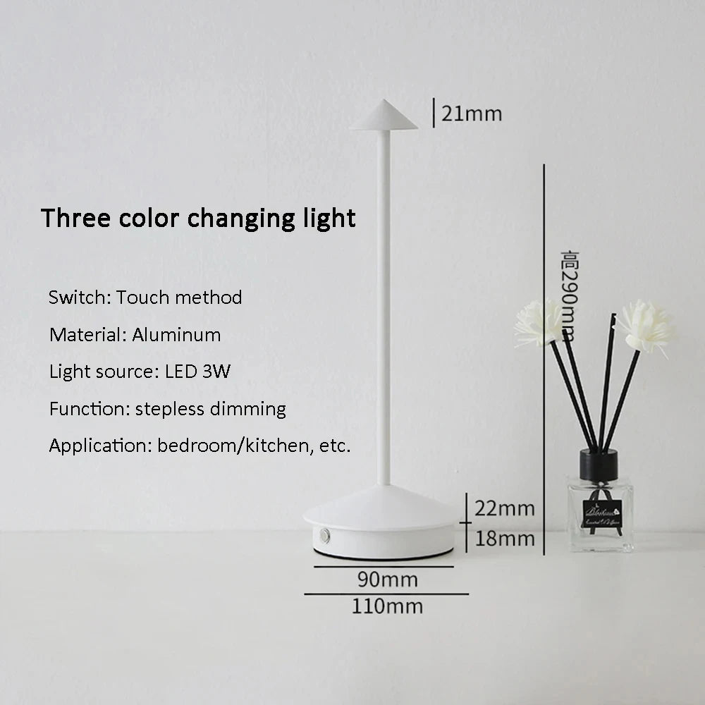 Kabellose LED-Tischlampe aus Aluminium – Touch & dimmbar