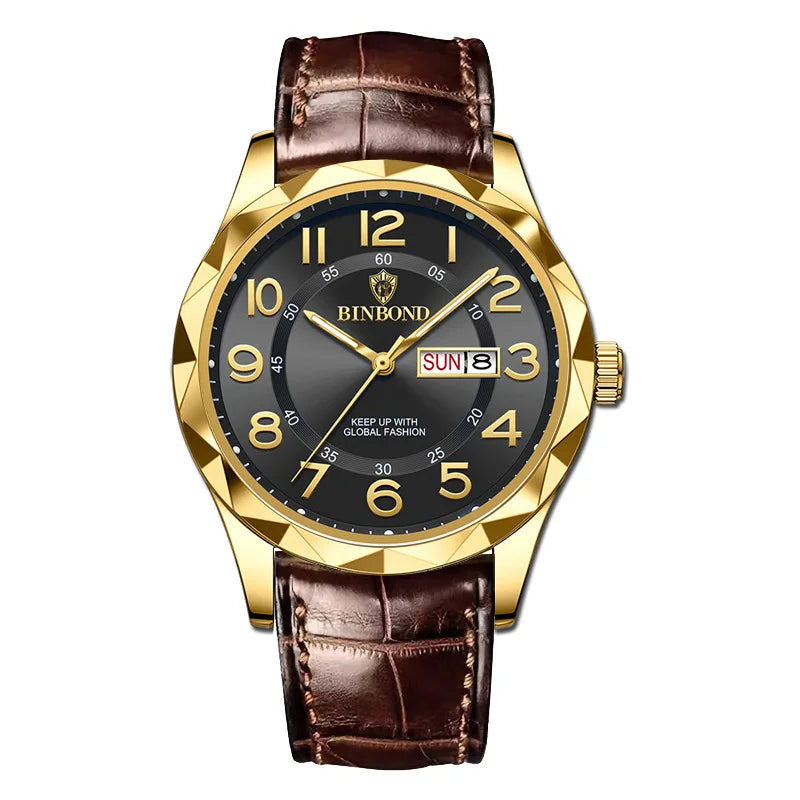 BINBOND Original Luxury Quartz Wristwatches For Men Luminous Waterproof Auto Date Week Display Men's Watch Reloj Hommes +Box