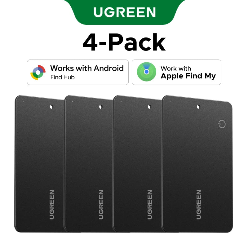 UGREEN【Dual System Compatibility】Smart Finder For Apple Find My (iOS) & Find Hub App (Android) Bluetooth Tracker Card