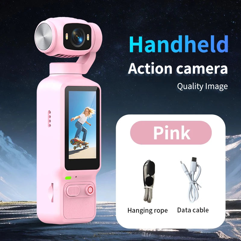 Portable HD 4K Action Camera Manual 90 180 Degree Rotation For YouTube Vlog Video Recording Record Life Handheld Action Camera