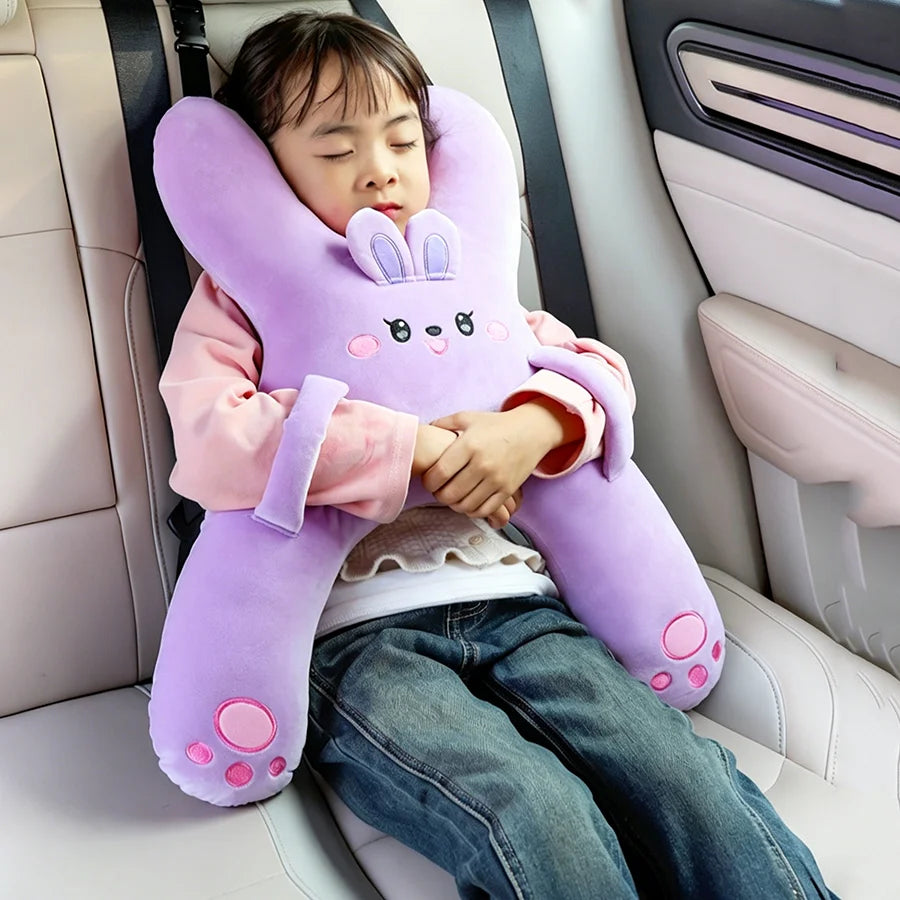 Prevent Leaning Head Back Seat Sleeping Comfort During Long Distance Travel Kids Car Neck Pillow with Seat Belt Safety Sleep Aid