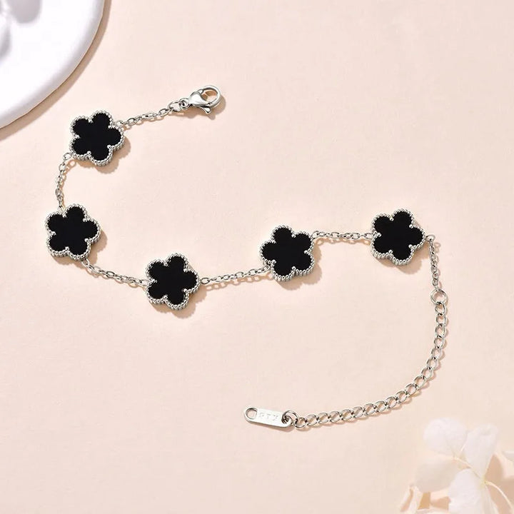 Lucky Clover Women's Hand Bracelets Double Sided Flowers