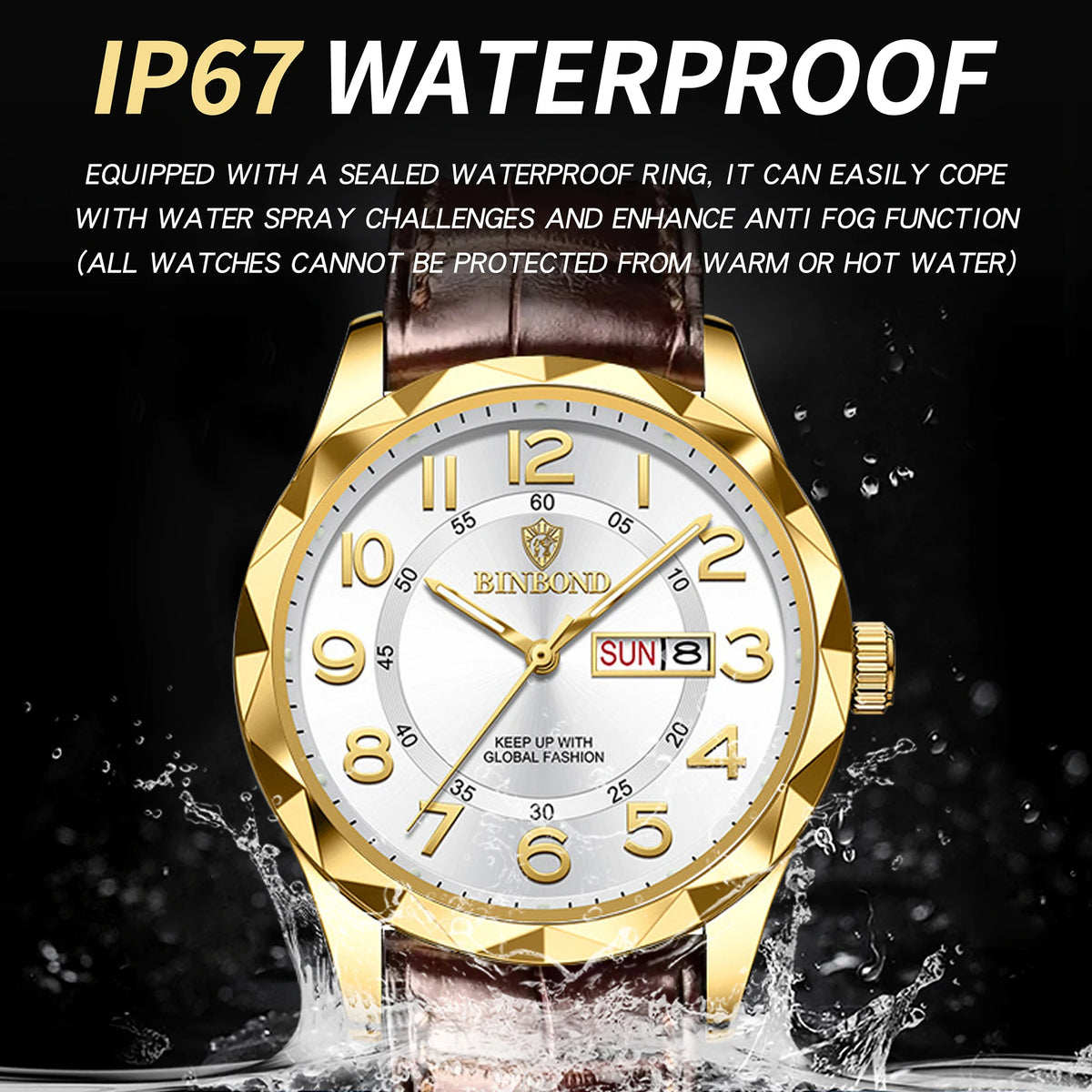 BINBOND Original Luxury Quartz Wristwatches For Men Luminous Waterproof Auto Date Week Display Men's Watch Reloj Hommes +Box