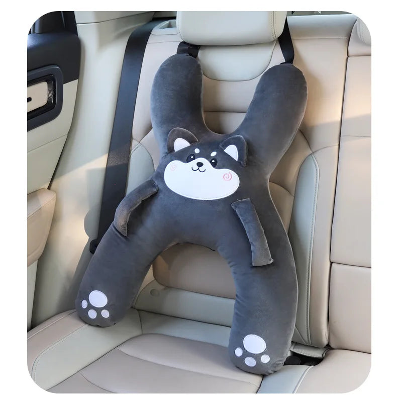 Prevent Leaning Head Back Seat Sleeping Comfort During Long Distance Travel Kids Car Neck Pillow with Seat Belt Safety Sleep Aid
