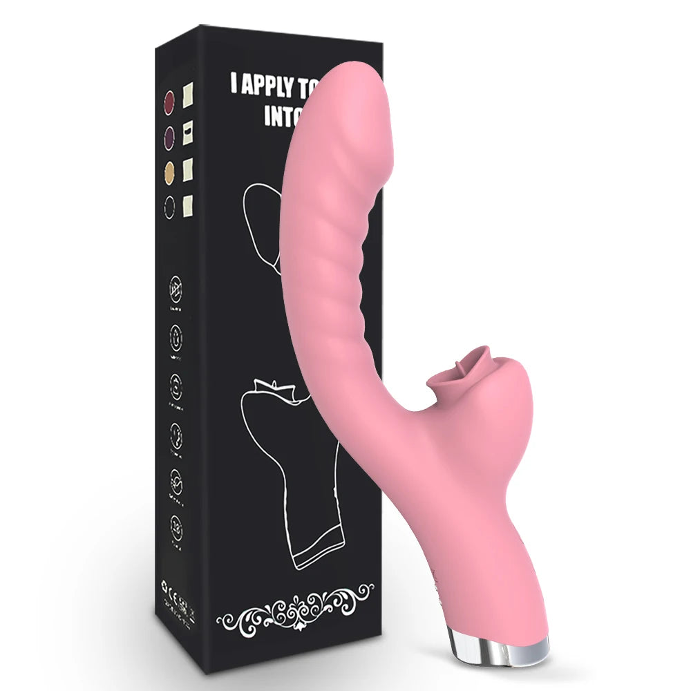 Tongue Licking Vibrator 2 In 1 Adult Women Sex Toys Dildos Vibrators Clitoris Stimulator With 20 Speeds Vibrators Sex Product