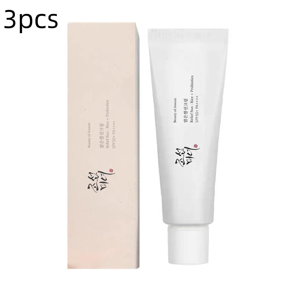 SPF50+ Anti UV Sun Block Facial 50ml Beauty Sunscreen for Body and Face Rice Probiotic Solar Blocker Skin Cream Summer Seaside