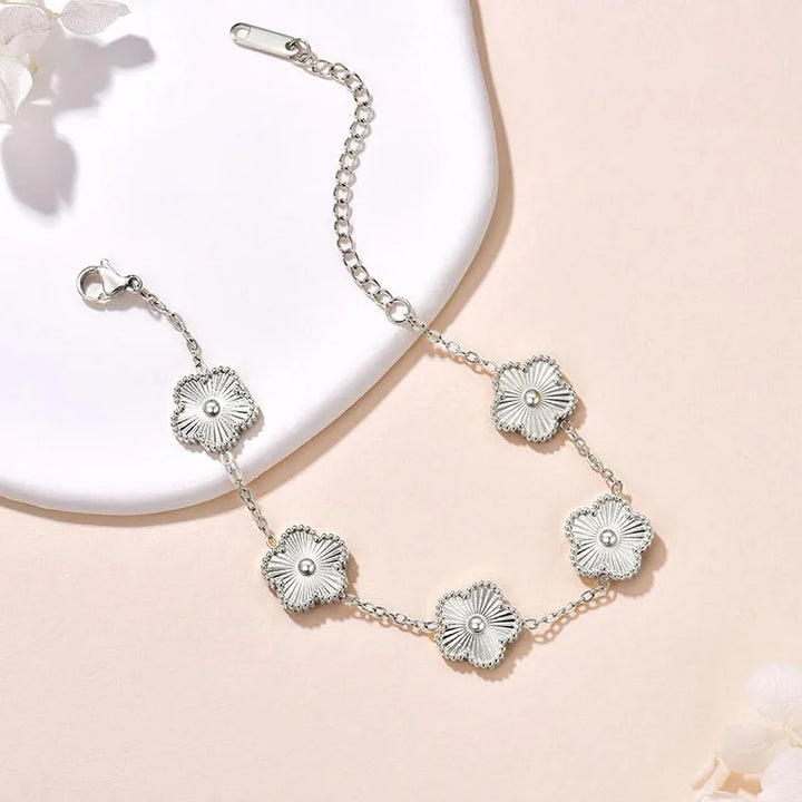 Lucky Clover Women's Hand Bracelets Double Sided Flowers