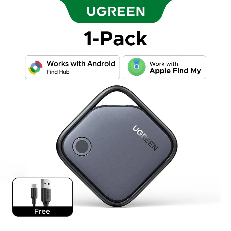 UGREEN【Dual System Compatibility】Smart Finder For Apple Find My (iOS) & Find Hub App (Android) Bluetooth Tracker Card