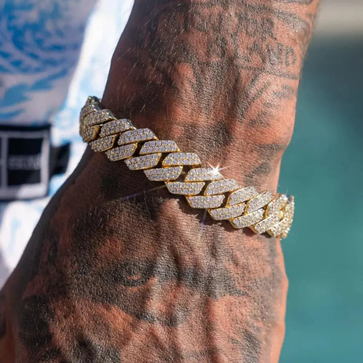 14MM Iced Prong Link Cuban Chain Bracelets