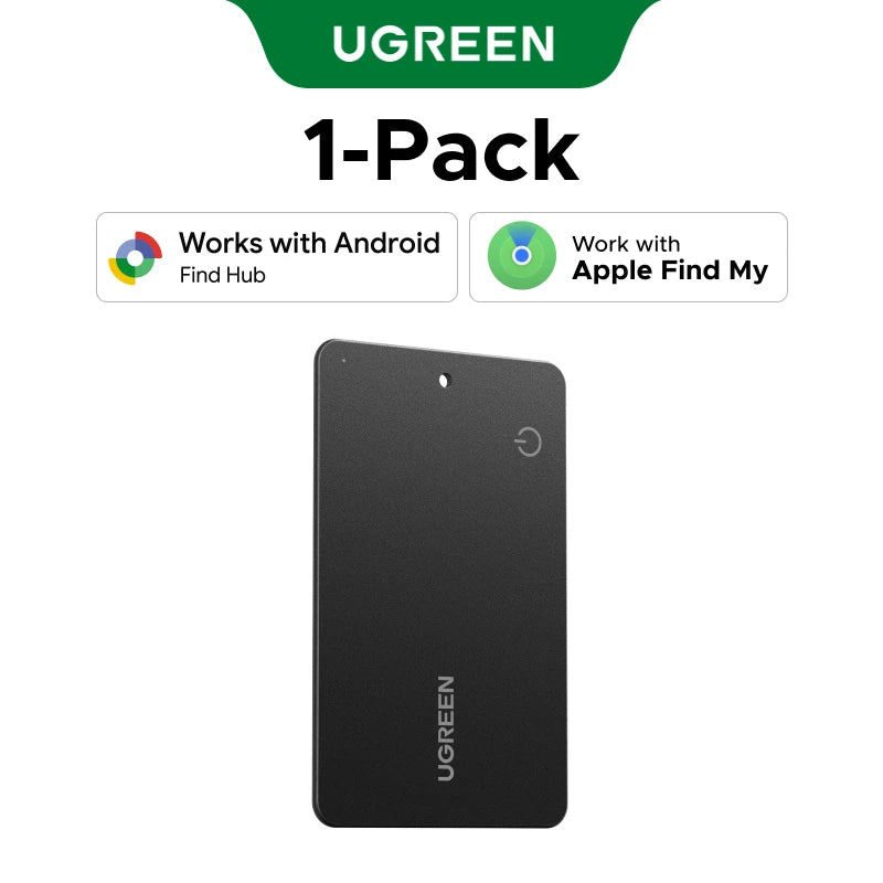 UGREEN【Dual System Compatibility】Smart Finder For Apple Find My (iOS) & Find Hub App (Android) Bluetooth Tracker Card