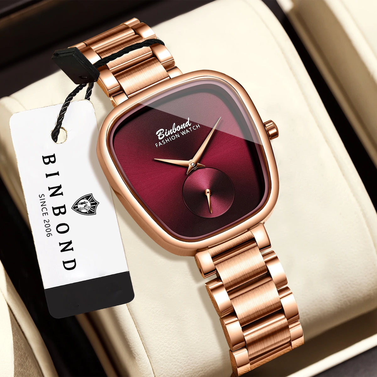 BINBOND Simple Quartz Watches For Women Luxury Precise Luminous Waterproof Elegant Women's Watch Casual Sturdy Stainless Reloj
