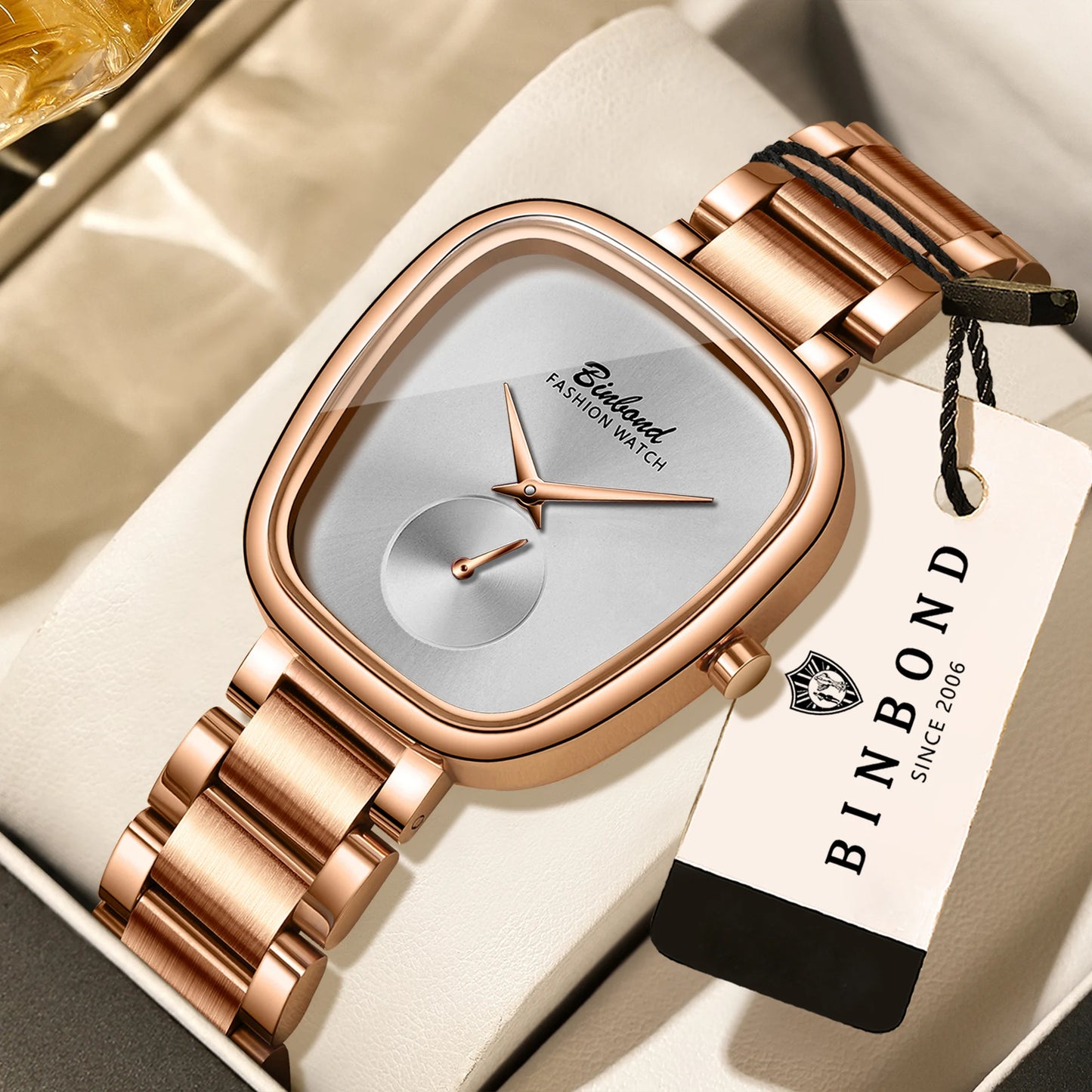 BINBOND Simple Quartz Watches For Women Luxury Precise Luminous Waterproof Elegant Women's Watch Casual Sturdy Stainless Reloj
