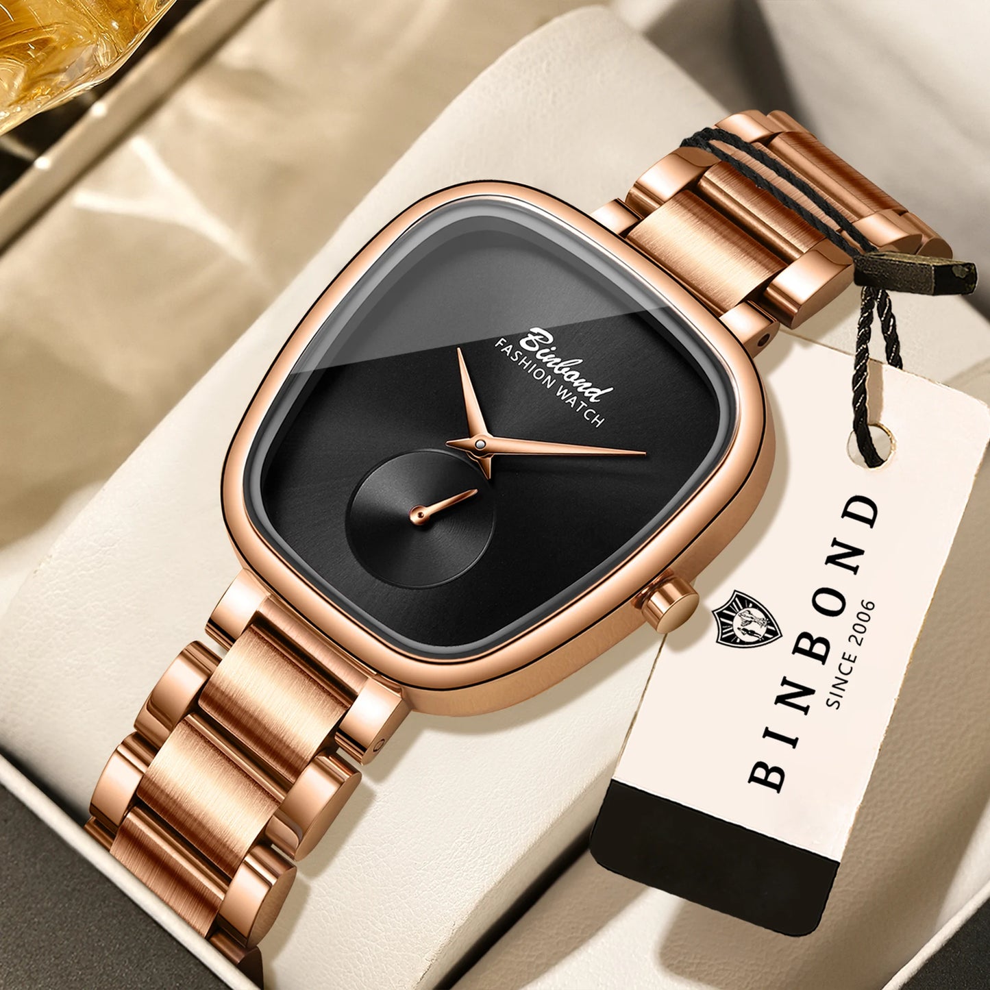 BINBOND Simple Quartz Watches For Women Luxury Precise Luminous Waterproof Elegant Women's Watch Casual Sturdy Stainless Reloj