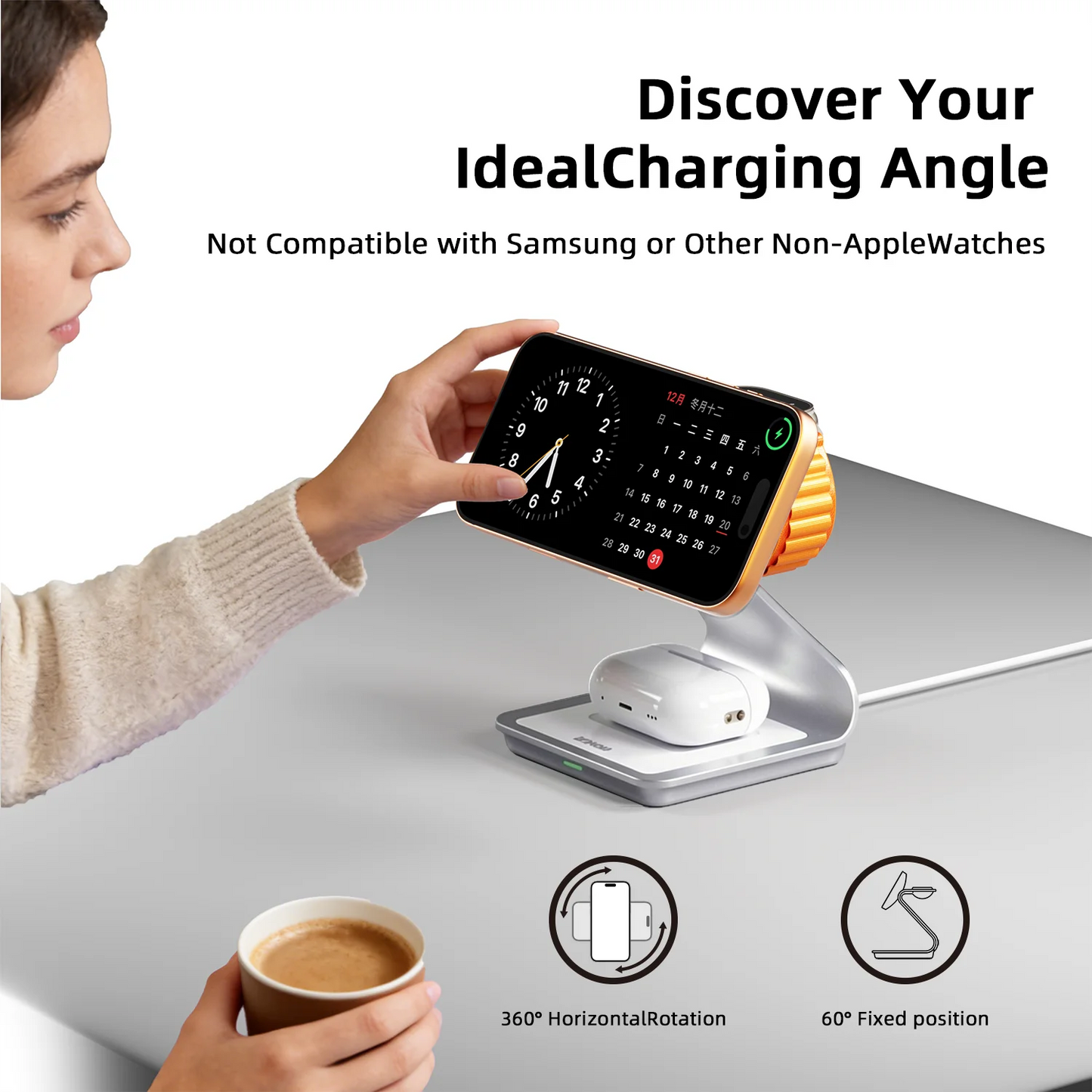 Magnetische 3-in-1 Ladestation aus Metall – bis 15 W