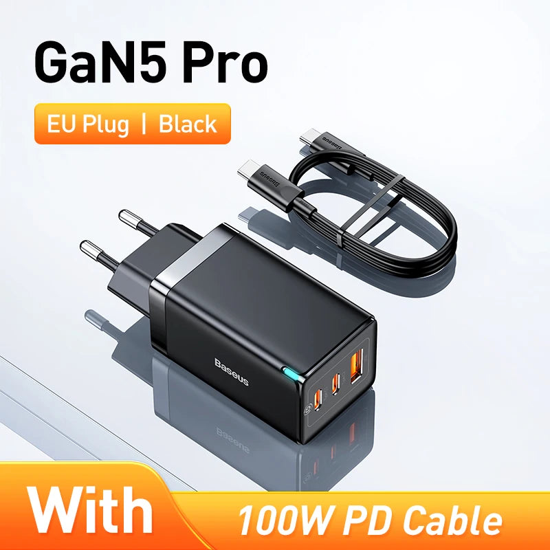 Baseus 65W GaN Charger Quick Charge Type C PD QC Charger USB Charger Portable Fast Charger For Laptop iPhone 17 16 15 14 13 Pro