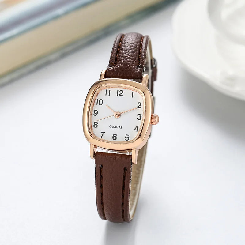 Fashion Small Square Dial Women Quartz Watch Simple Leather Strap Ladies Wristwatches Girls Clock Gift Relojes
