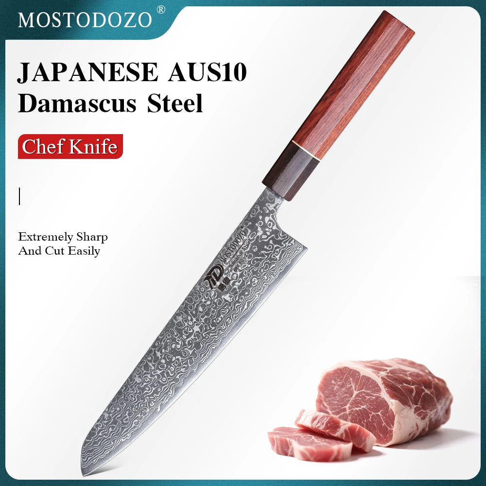 MOSTODOZO 8.2-inch Chef Knife Damascus Steel Professional Kitchen Knives Meat Slicing Cleaver Japanese Handmade Cooking Tools