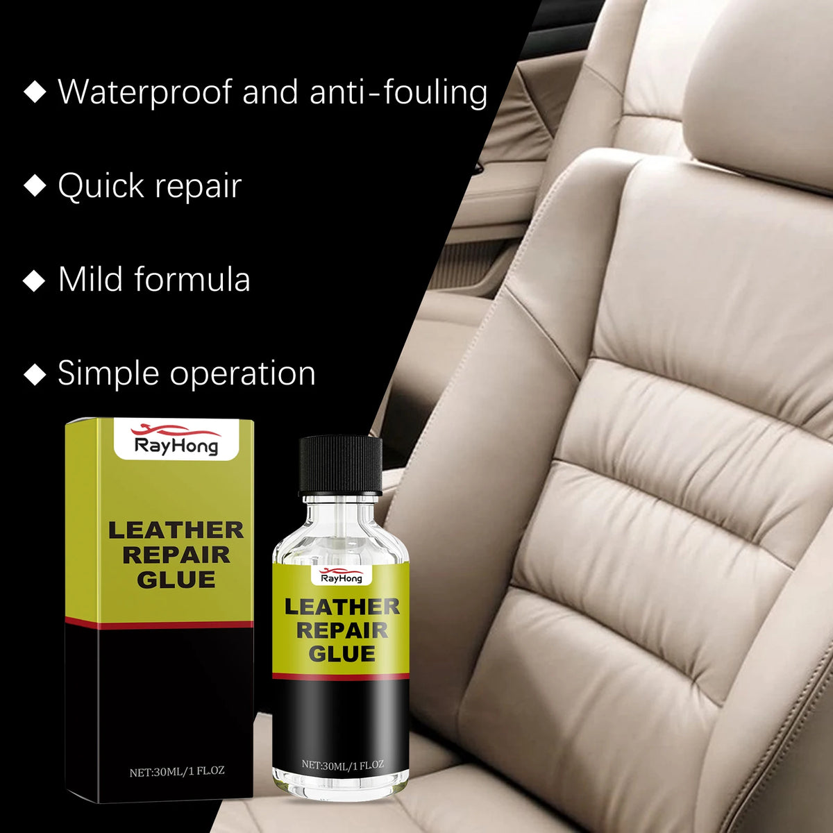 30ml Car Leather Repair Repair Fluid Auto Seat Maintenance Leather Care Liquid Rubber Leather Gel Sofa Car Leather Adhesive Glue