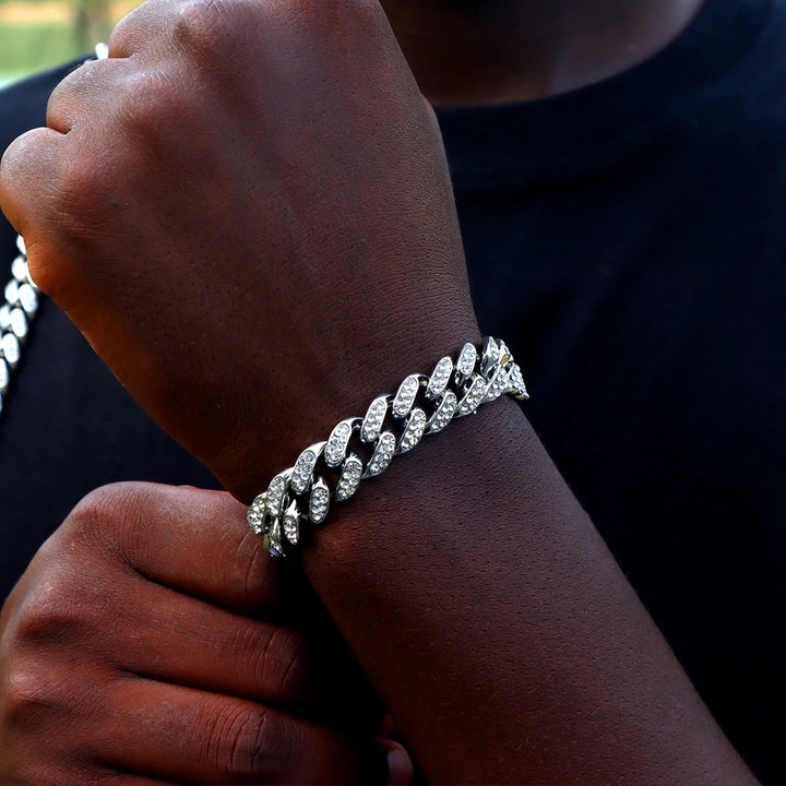 14MM Iced Prong Link Cuban Chain Bracelets
