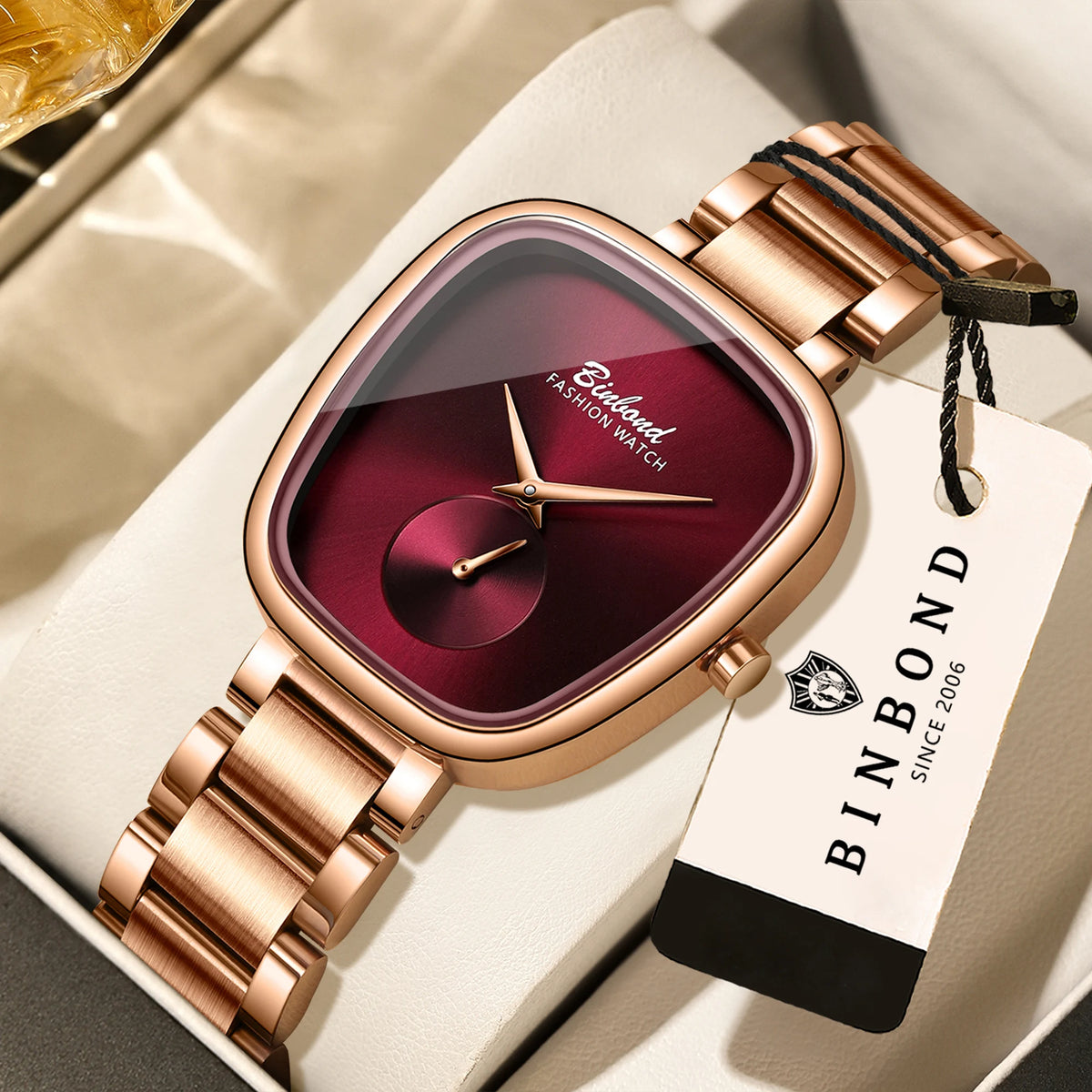 BINBOND Simple Quartz Watches For Women Luxury Precise Luminous Waterproof Elegant Women's Watch Casual Sturdy Stainless Reloj