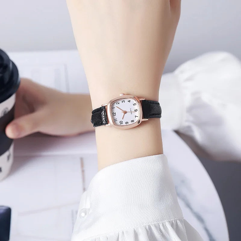 Fashion Small Square Dial Women Quartz Watch Simple Leather Strap Ladies Wristwatches Girls Clock Gift Relojes