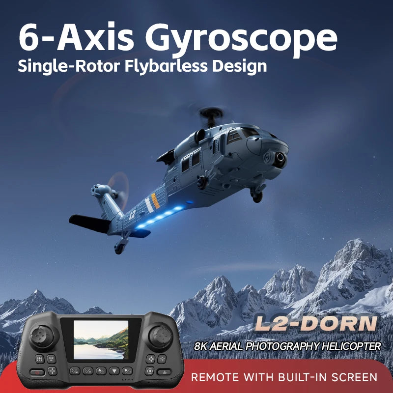 New L2 RC Helicopter 6-axis Gyroscope 8k Camera Altitude Hold Optical Flow Remote Control Helicopter Rc Toys for Kid Adult