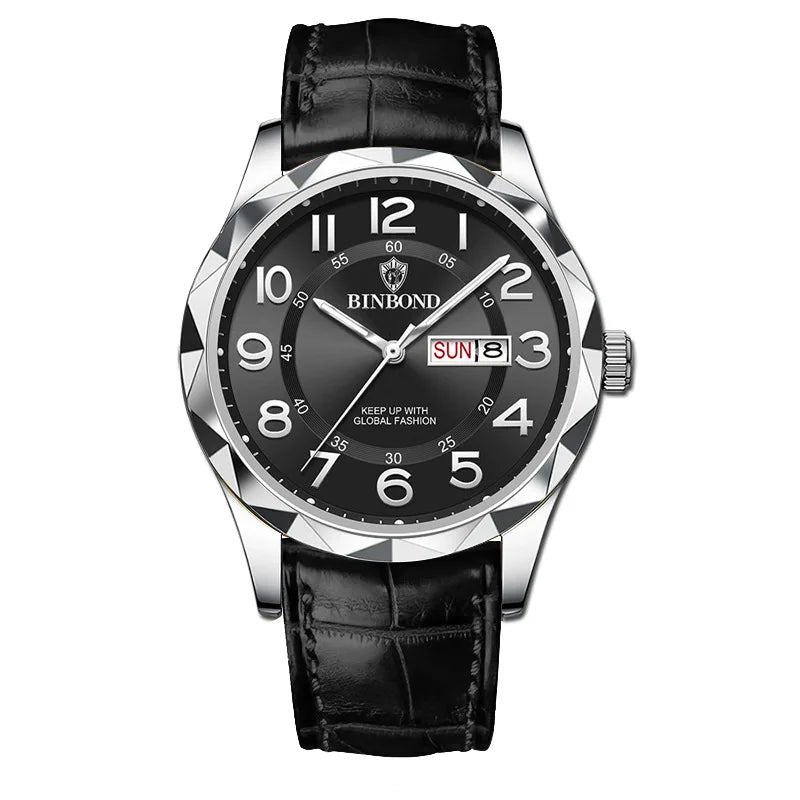 BINBOND Original Luxury Quartz Wristwatches For Men Luminous Waterproof Auto Date Week Display Men's Watch Reloj Hommes +Box