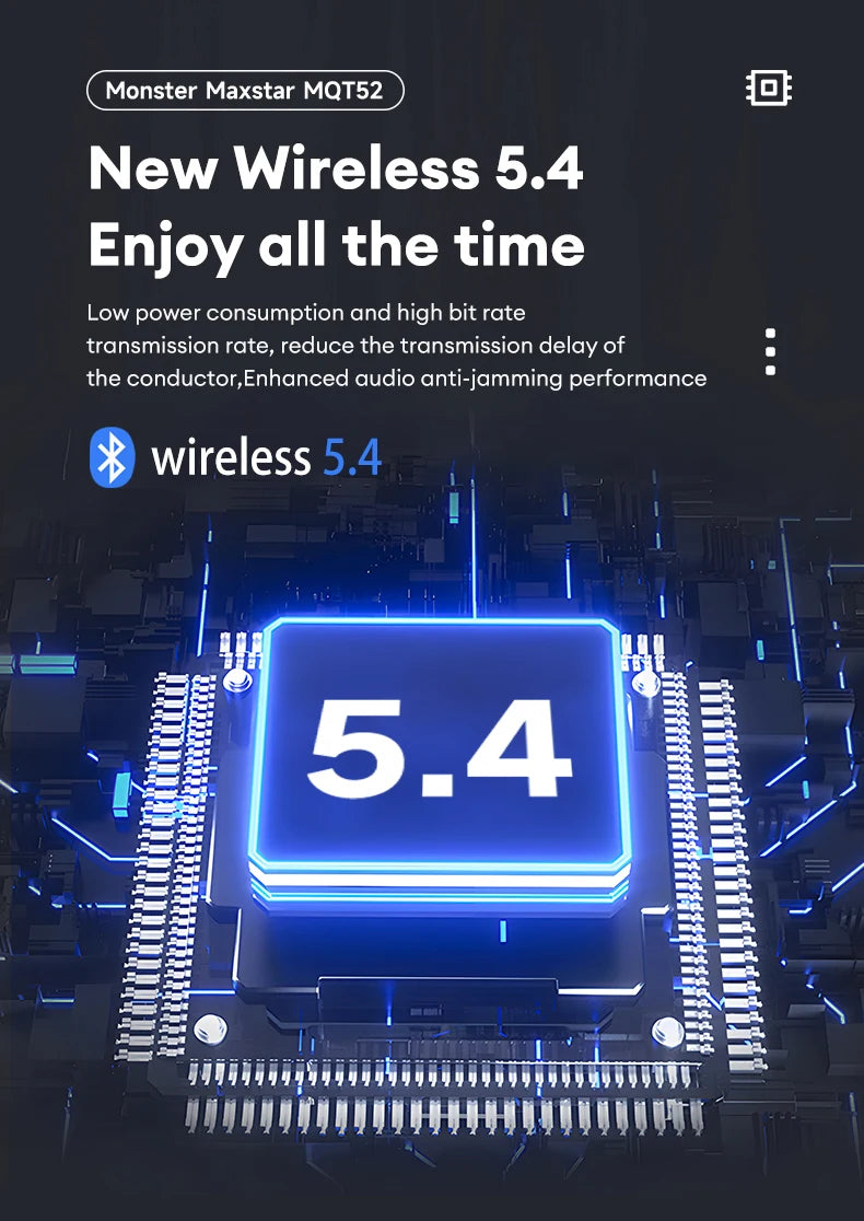 Monster MQT52 TWS-Ohrhörer – Bluetooth 5.4 & Gaming-Modus