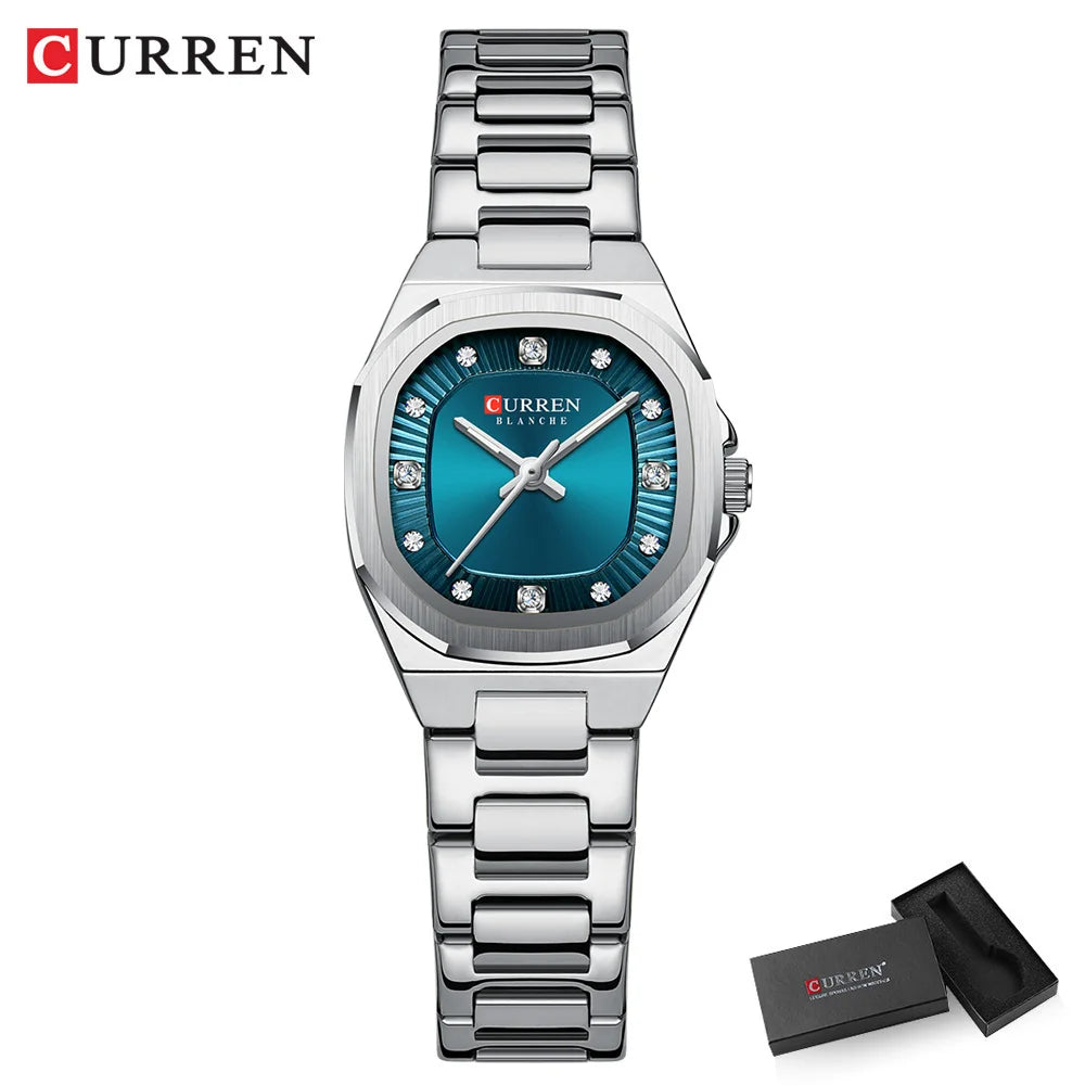CURREN Gold Women's Watch Diamond Accents Stylish Stainless Steel Band, Elegant Design Comes with Free Box