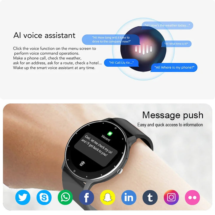 LIGE Smart Watch Women Men Full Touch Screen